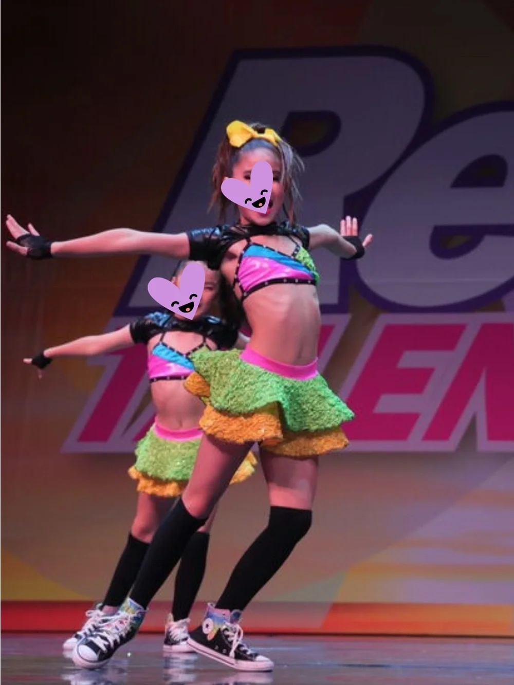 Girls Neon 3 Piece Costume — Pink, blue, yellow and green